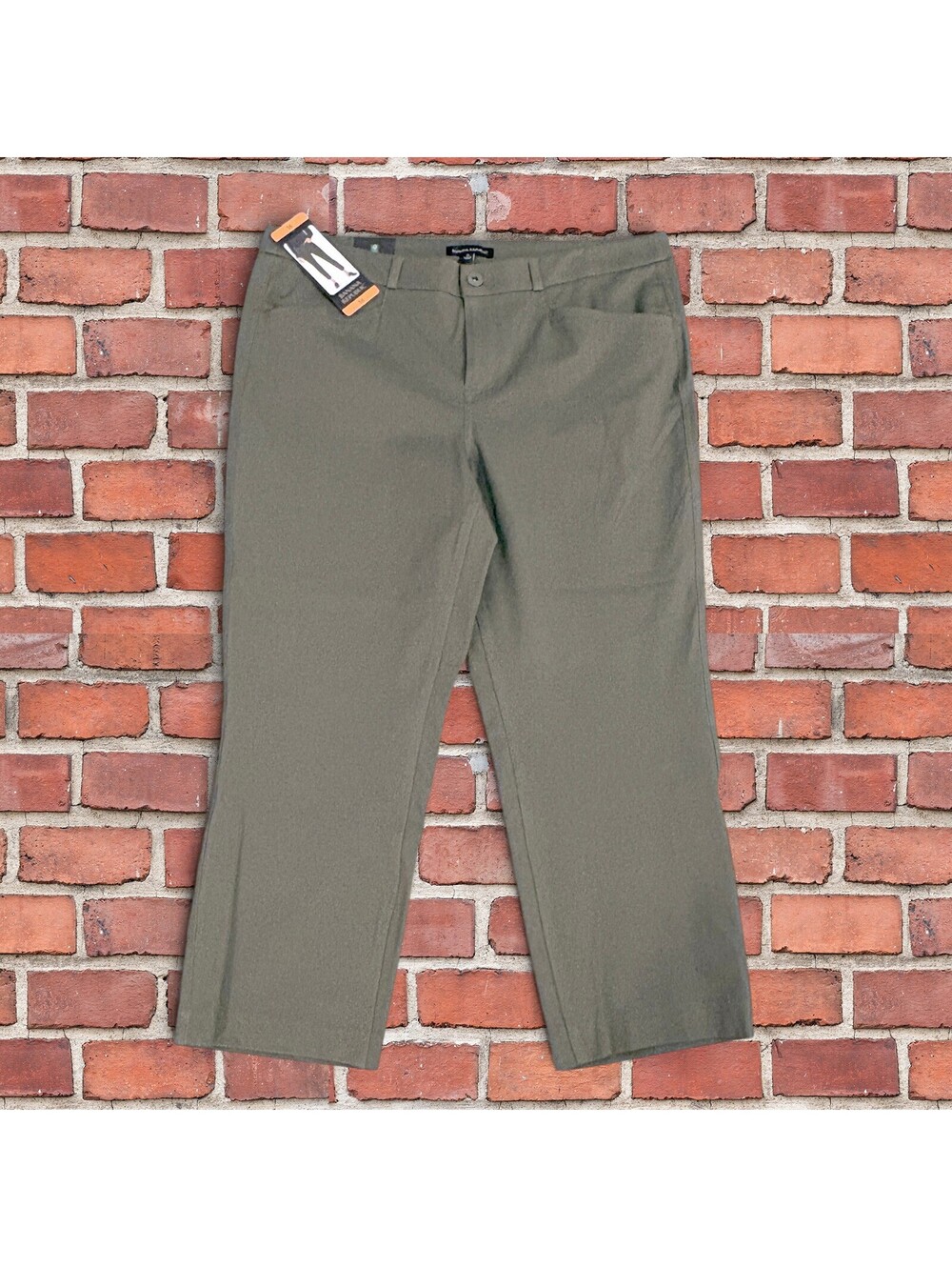 Banana Republic Slim Straight Cropped Pants - Olive Night, Size 16